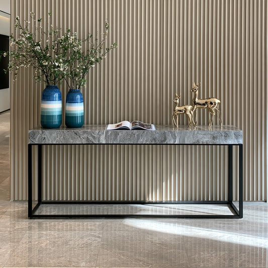 Grey marble finish console table for hallway by theentryandexit, rectangular design, stylish home and garden furniture.